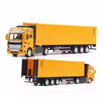 Игрушка контейнеровоз с инерционным механизмом, высокодетализированная модель контейнеровоза из пластика и сплава для мальчиков и девочек жёлтый