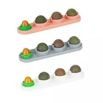 Игрушка кошачья мята съедобный шарик набор настенное крепление вращающееся натуральное лакомство игрушка для котят разного возраста 8 длинное основание X3UC белый