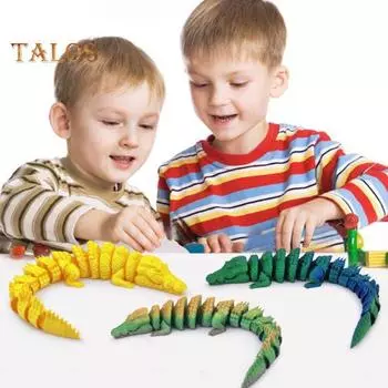 Игрушка крокодил, напечатанная на 3D-принтере, шарнирное украшение в виде крокодила с подвижными суставами, игрушка-крокодил для снятия беспокойства с открывающимся ртом, подарок для взрослых и детей 14cm