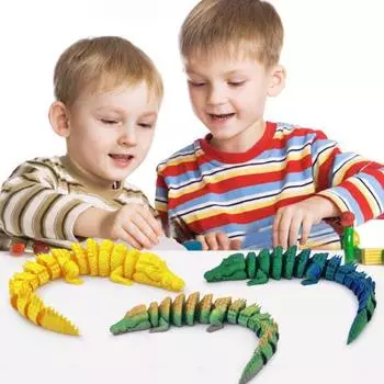 Игрушка крокодил, напечатанная на 3D-принтере, шарнирное украшение в виде крокодила с подвижными суставами, избавление от беспокойства 14cm