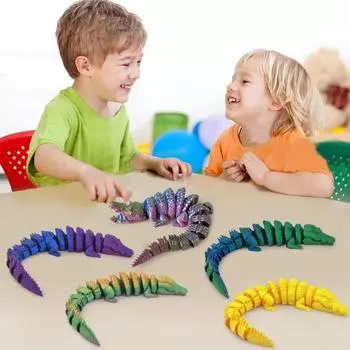 Игрушка крокодил, напечатанная на 3D-принтере, шарнирное украшение в виде крокодила с подвижными суставами, игрушка-крокодил для снятия беспокойства с открывающимся ртом, подарок для взрослых и детей 14cm