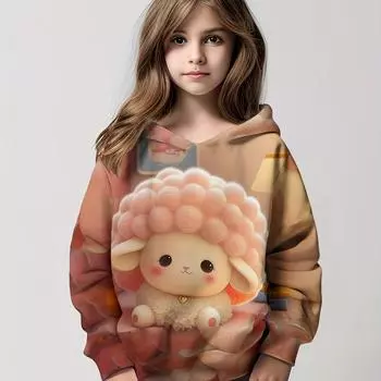 Игрушка кролик 3D принт для девочек повседневный свитер с длинным рукавом свободный свитер с капюшоном, детские топы для активного отдыха вечеринка, подарок 100