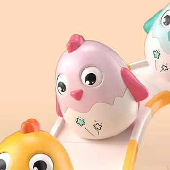 Игрушка-курица-неваляшка Игрушка-цыпленок, Музыкальная кукла, Ползающая, Покачивающаяся для младенцев розовый