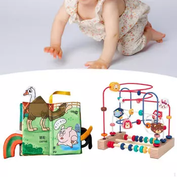 Игрушка-лабиринт из бисера, обучающая, для детей от 3 лет и старше, деревянная, для дошкольников, подарки на день рождения, развивающая способность к хватанию и счету with push car