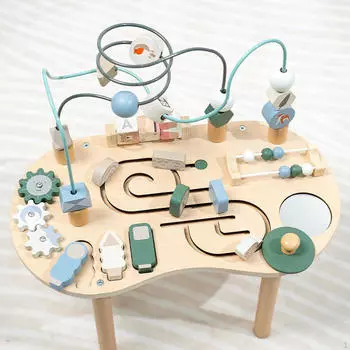 Игрушка-лабиринт из бусин,Деревянный образовательный круг,Игра-активность для развития познавательных способностей,Дошкольное обучение