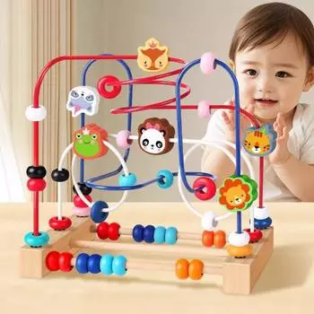 Игрушка-лабиринт из деревянных бусин Yousheng, развивающая игрушка в виде животных и фруктов, для дошкольников, обучающая разноцветная круглая игрушка-американка для малышей, мальчиков и девочек, подарок Animal