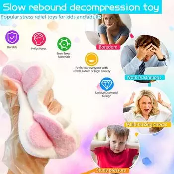 Игрушка-лапка для кошек, медленный отскок, мягкая TPR, снятие стресса, тревожности, портативная, для детей, подростков, взрослых, красочная, для домашних животных, сенсорная игрушка-непоседа синий