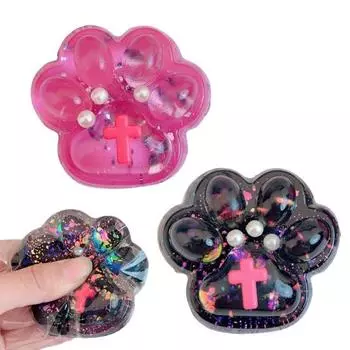 Игрушка-лапка для кошек, желейные блестящие игрушки, мягкая липкая игрушка для снятия стресса, расслабляющая игрушка-лапка для кошек, игрушка для снятия стресса, вентиляционная игрушка чёрный