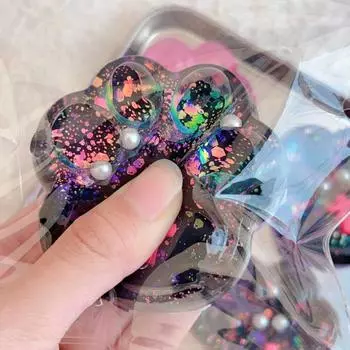 Игрушка-лапка для кошек, желеобразные блестящие игрушки, мягкие липкие игрушки для снятия стресса, расслабляющие игрушки-лапки для кошек, игрушка-фиджет для детей, игрушка для снятия стресса, средство для снятия стресса чёрный