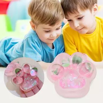 Игрушка-лапка для кошки в виде розовой клубники, игрушка-лапка для снятия стресса, сенсорная игрушка для детей, подростков и взрослых, мягкая игрушка-лапка для снятия стресса из термопластичной резины розовый