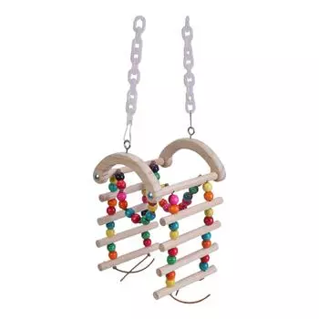 Игрушка Лестница Качели для Клетки Попугая для Упражнений Птиц для Использования Внутри и Снаружи Подвесная и с Дизайном из Цветных Бусин Вольеры