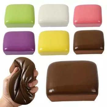 Игрушка-липкий тост Медленно восстанавливающийся хлеб Игрушка-стресс Хитрая забавная игрушка-сдавливание Реалистичная зелёный