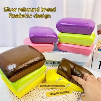 Игрушка-липкий тост, медленно восстанавливающийся хлеб, игрушка для снятия стресса, хитрая, забавная игрушка для сдавливания, реалистичный дизайн, подарок для снятия беспокойства для взрослых зелёный