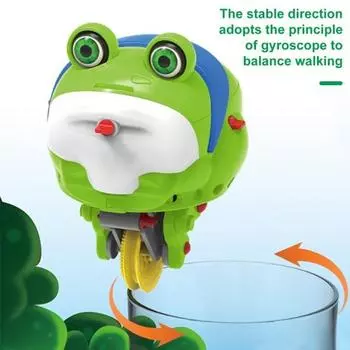 Игрушка-лягушка на одноколесном велосипеде, ходьба по канату, автоматический гироскоп, балансирующая игрушка-лягушка, обучающая электрическая игрушка-тумблер для животных, подарок для мальчиков и девочек зелёный