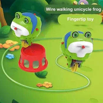 Игрушка-лягушка на одноколесном велосипеде, ходьба по канату, автоматический гироскоп, балансирующая игрушка-лягушка, обучающая электрическая игрушка-тумблер для животных, подарок для мальчиков и девочек зелёный