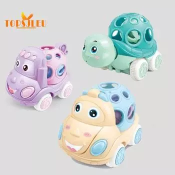 Игрушка-машинка для мальчиков и девочек, милая черепаха/грузовик/кран, автомобильная погремушка, мультяшная игрушка, мягкая погремушка, сенсорная игрушка, дошкольное обучение, подарок для детского душа фиолетовый