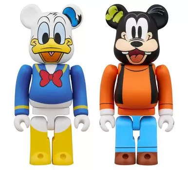 Игрушка Medicom Bearbrick ДОНАЛЬД ДАК ГУФИ Дональд Дак Гуфи НАБОР 2 ШТ. Каждая общая длина 70 мм окрашенная завершенная фигурка BE@RBRICK & & высота прибл.. Немасштабируемый