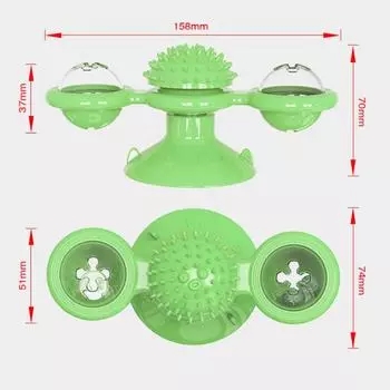 Игрушка-мельница для кошек с подсветкой, вращающаяся мятная присоска, скрежещущая зубами для домашних животных, очищающая жевательная игрушка для кошек, самоподъемная игрушка для кошек жёлтый