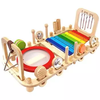 Игрушка-мелодия, настенная игрушка, обучающая игрушка, деревянная игрушка, музыкальный инструмент, барабан, подарок на день рождения, 1 год, 2 года, руководство по уходу, включенное в комплект. Edut I M &