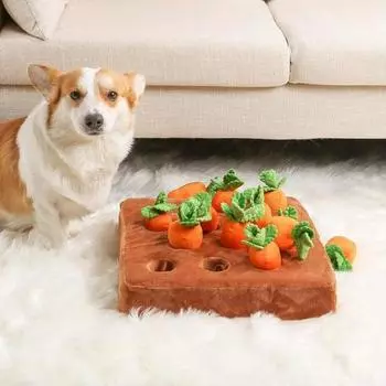 Игрушка-морковка для кошек Yousheng с 12 пищащими плюшевыми морковками, интерактивная головоломка для домашних кошек, игра в прятки, обучение кормлению, безопасные мягкие игрушки