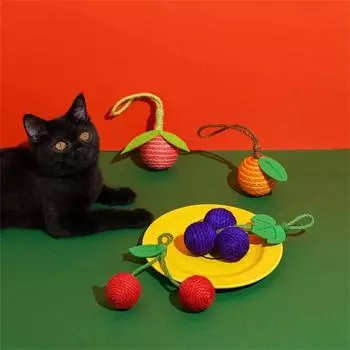 Игрушка-мяч для кошек Товары для кошек Мячи Игрушка-мяч для кошек Мяч для питомцев Сизалевый мяч-царапка Игрушка для жевания Деликатная интерактивная красный