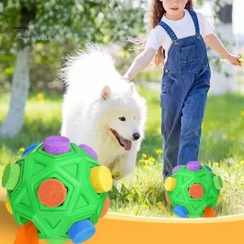 Игрушка-мяч для собак с нюхательным шариком стимулирует естественные навыки поиска пищи. Снимает скуку. Скрытая еда. Интерактивная игрушка-головоломка для собак с тканевыми полосками и колокольчиком для умственного развития. красный