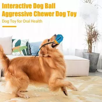 Игрушка-мяч для собак с присоской для агрессивных жевателей, Интерактивная игрушка-буксир, Мяч для прорезывания зубов у щенков, Игрушка-мяч для самостоятельной игры синий
