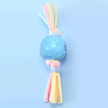 Игрушка-мяч для собак, устойчивая к укусам, интерактивная игрушка-кость с тканевыми полосками синего цвета