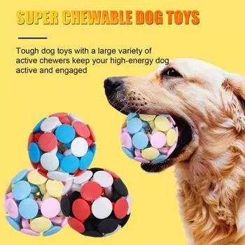 Игрушка-мяч для собак, жесткая игрушка для жевания собак, для агрессивных любителей жевать, интерактивный мяч для дрессировки собак с колокольчиком для снятия беспокойства и скуки S A