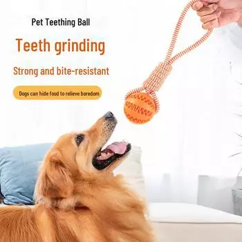 Игрушка-мяч из арбуза: Хлопковая веревка для чистки зубов у собак и кошек, протекающий мячик для еды и жевательная игрушка small зелёный