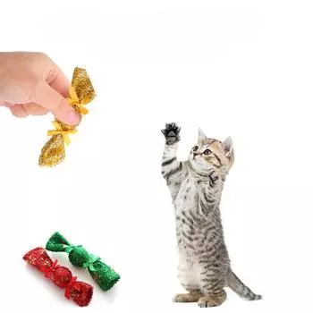 Игрушка-мяч в виде колокольчика для кошек, милая, катящаяся, рождественская, в форме колокольчика, конфета, забавный котенок, интерактивная игрушка для питомцев, товары для кошек