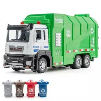 Игрушка мусоровоз масштаба 1/32 литая санитарная машина для мальчиков игрушки для детей подарки 1/32-Size:18*6*8cm зелёный