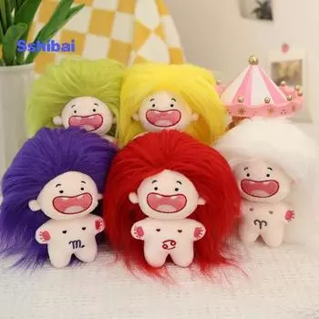 Игрушка-обнаженная кукла 11 см — разноцветные пушистые волосы — плюшевая игрушка-игрушка из 12 созвездий синий/фиолетовый