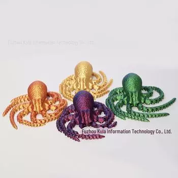 Игрушка-осьминог с подвижным соединением, напечатанная на 3D-принтере - украшение для аквариума с кальмарами и креативный орнамент Deep Sea Octopus-23.2CM