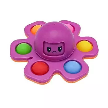 Игрушка-осьминог, вращающаяся, с выражениями, нажимай, нажимай, пузырь, сенсорный релаксант, стресс, взрослые, дети, аутизм, антистресс, декомпрессионная игрушка фиолетовый