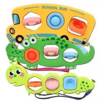 Игрушка Оз Poppin Bubble Push Pop Брелок Тактильная развивающая игрушка Гусеница + Крокодил + Школьный автобус Набор Корейские детские игрушки
