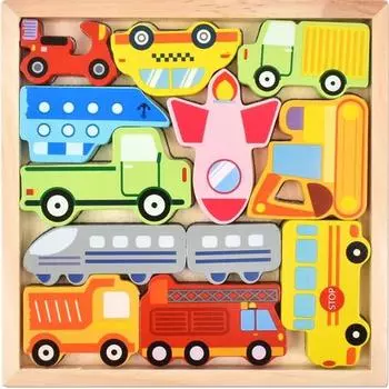 Игрушка Oz Toy Wooden Balance Picture Matching Domino Puzzle Transportation, популярные корейские головоломки