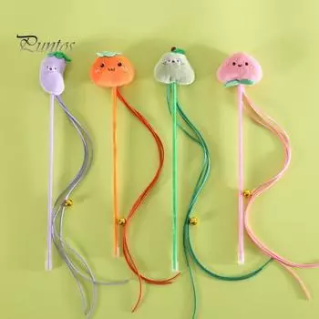 Игрушка-палочка для кошек, интерактивная устойчивая к укусам плюшевая палочка с мультяшными фруктами, палочка для кошек, привлекает внимание, игрушка-палочка для котенка, игрушка-палочка для игр оранжевый