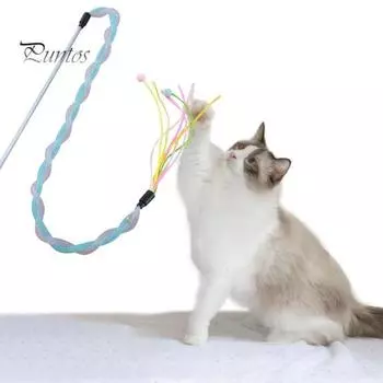 Игрушка-палочка для кошек, интерактивный маленький плюшевый шарик, тизер для котят, палочка-игрушка с колокольчиком, устойчивый к царапинам, мягкий шланг, палочка-дразнилка для кошек для игр синий