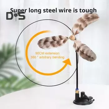 Игрушка-палочка для кошек с перьями Интерактивная игрушка-дразнилка для кошек с перьями и присоской Игрушка для игры в преследование кошек со сменным пером для домашних кошек A