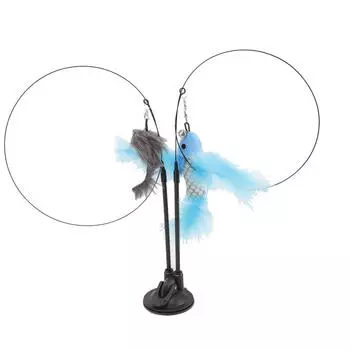 Игрушка-палочка для кошек с присоской и перьями, двухконечная съемная стальная проволока, интерактивная игрушка-дразнилка для кошек