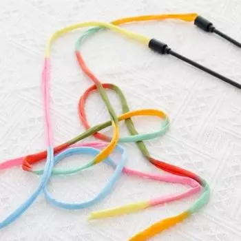 Игрушка-палочка для кошек, устойчивая к укусам, лента/тканевая полоска, длинный шест, забавная, интерактивная, яркая, цветная, стресс зелёный