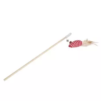 Игрушка-палочка для питомца, деревянная палочка-дразнилка для кошек, палочка-шест с перьями, колокольчик, мышь, интерактивные игрушки