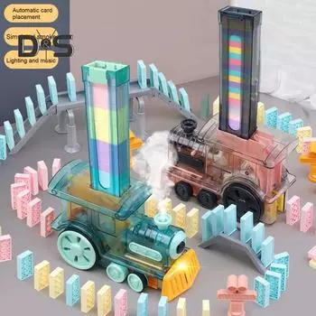 Игрушка-паровозик домино для детей, автоматический поезд-домино, блоки, складывающиеся игрушки с музыкой, развивающая игрушка для малышей, мальчиков и девочек в возрасте от 3 до 12 лет universal model розовый