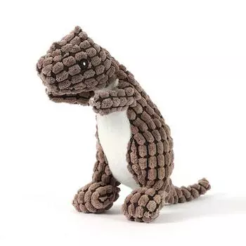Игрушка-писк для домашних собак, вельветовая кукла-динозавр, 1 шт., коричневый