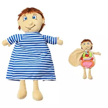 Игрушка по анатомии человеческого тела, дошкольные образовательные плюшевые игрушки для детей, наборы для изучения естественных наук для школьников, обучающие инструменты для изучения органов тела 49x33x6cm синий