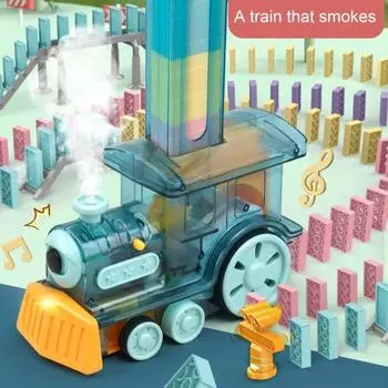 Игрушка-поезд домино для детей Автоматические блоки поезда домино, складывающиеся игрушки с universal model розовый