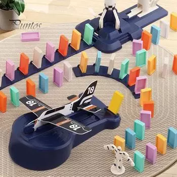 Игрушка-поезд домино для детей от 3 до 12 лет, автоматическая электрическая строительная и складывающаяся игрушка домино с музыкой, обучающая игрушка для детей с аутизмом на Рождество A