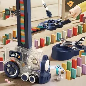 Игрушка-поезд домино для детей от 3 до 12 лет, автоматическая электрическая строительная и складывающаяся игрушка домино с музыкой, обучающая игрушка для детей с аутизмом на Рождество B