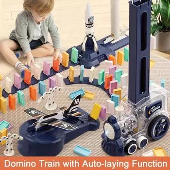 Игрушка-поезд домино для детей от 3 до 12 лет, автоматическая электрическая строительная и складывающаяся игрушка домино с музыкой, обучающая игрушка A